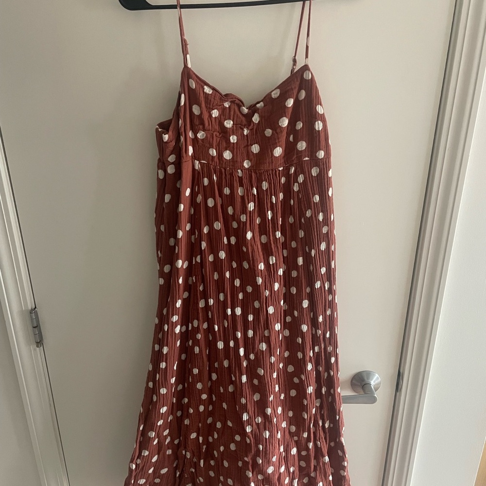 Abercrombie & Fitch Rust Brown Polka Dot Maxi Dress